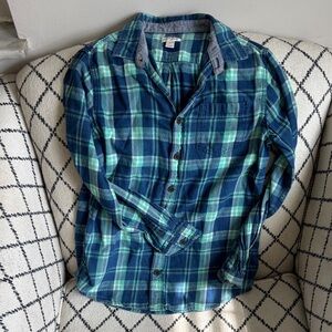 Cat & Jack Teal and Navy Plaid Men's Shirt